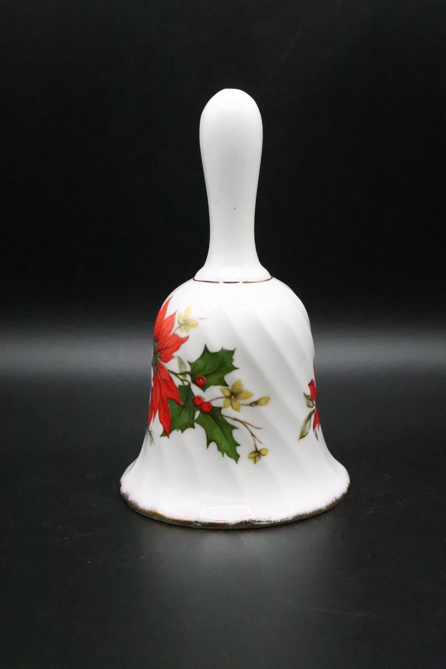 VINTAGE BONE CHINA POINSETTIA DINNER BELL