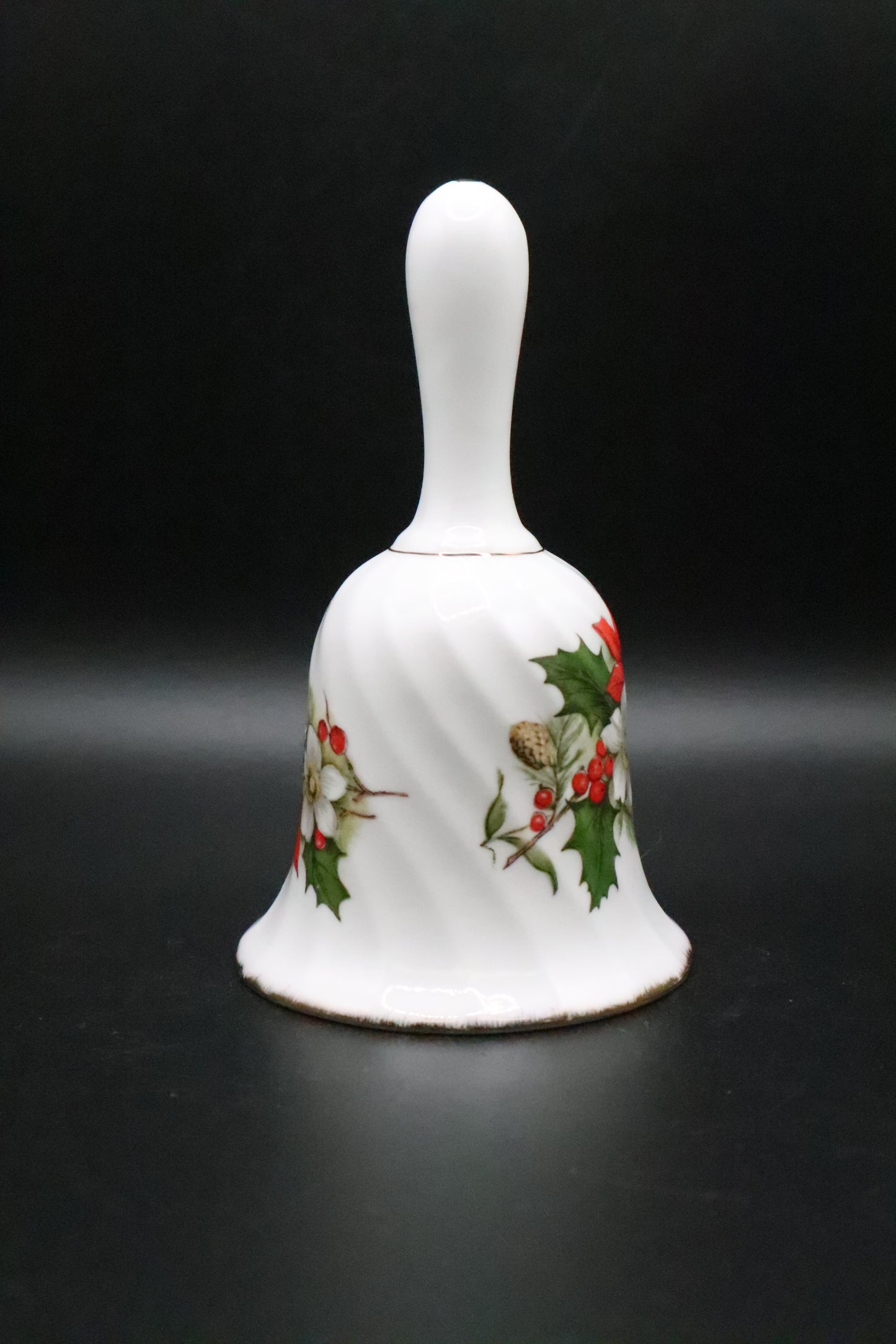 VINTAGE BONE CHINA POINSETTIA DINNER BELL