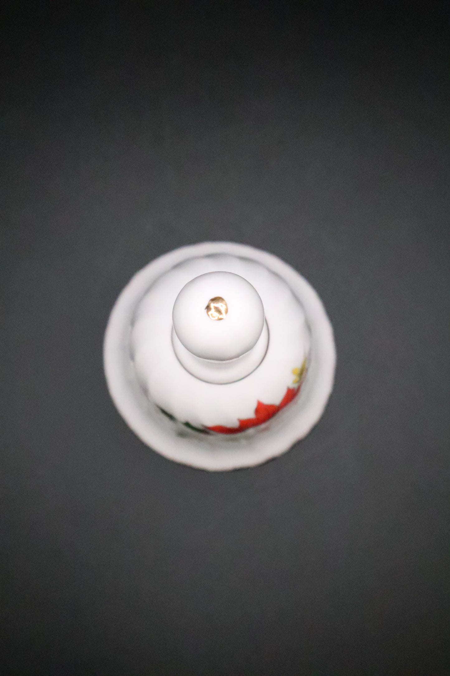 VINTAGE BONE CHINA POINSETTIA DINNER BELL