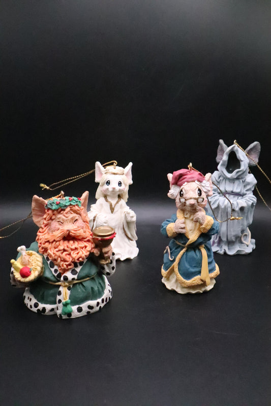 HOUSE OF LLOYD GHOST MICE CHRISTMAS AROUND WORLD ORNAMENTS  SET OF 4