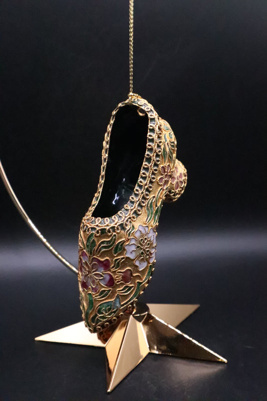 VINTAGE CLOISONNE ENAMEL SHOE HEEL ORNAMENT