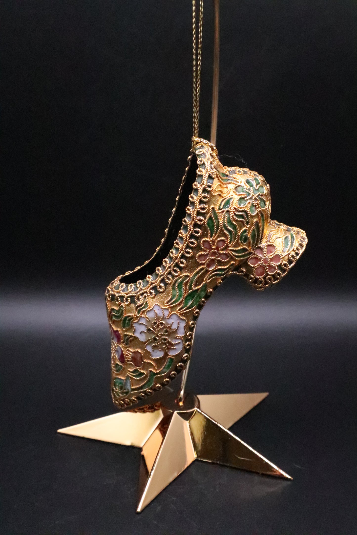 VINTAGE CLOISONNE ENAMEL SHOE HEEL ORNAMENT