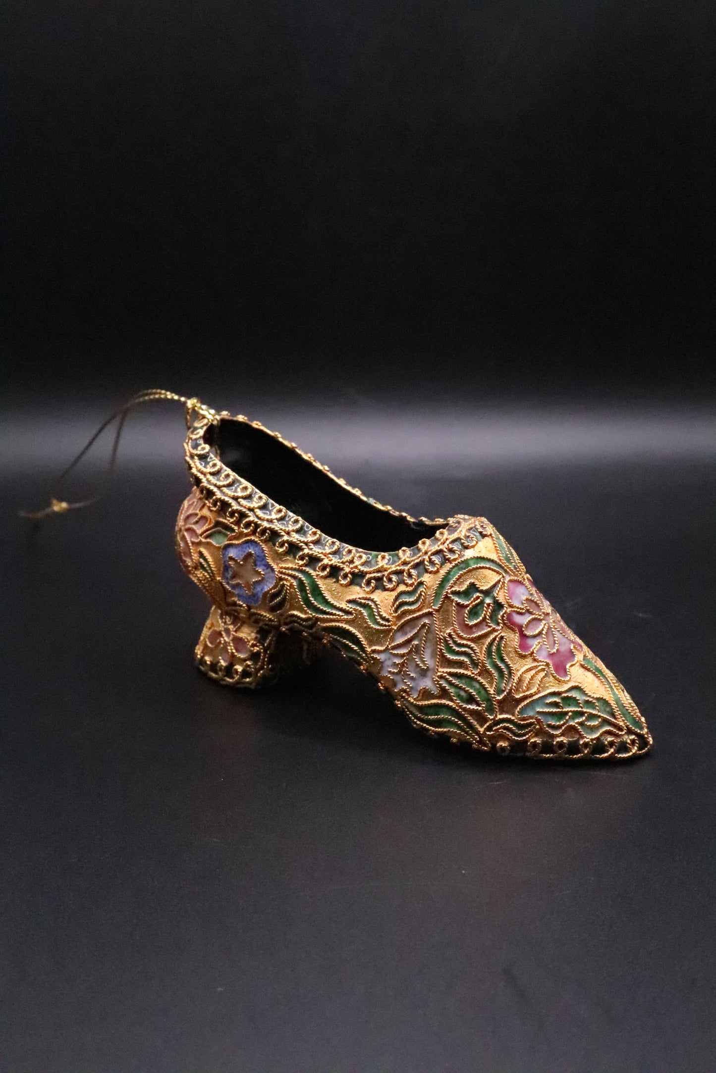 VINTAGE CLOISONNE ENAMEL SHOE HEEL ORNAMENT