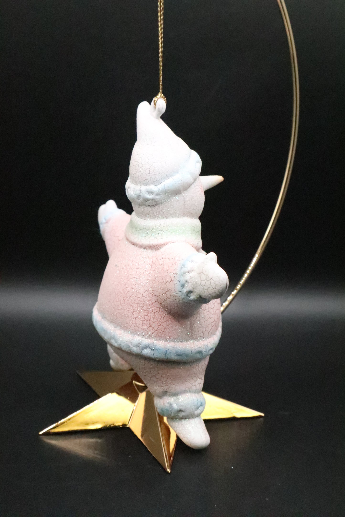 CHRISTMAS STAR SHAPE CERAMIC CRACKLE SNOWMAN ORNAMENT