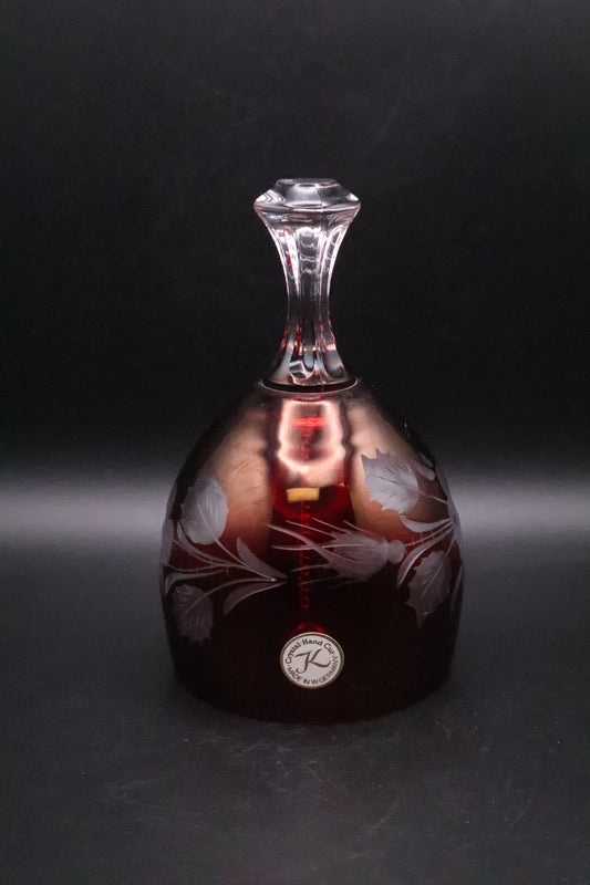 VINTAGE RUBY RED CRYSTAL HAND CUT BELL MADE IN GERMANY