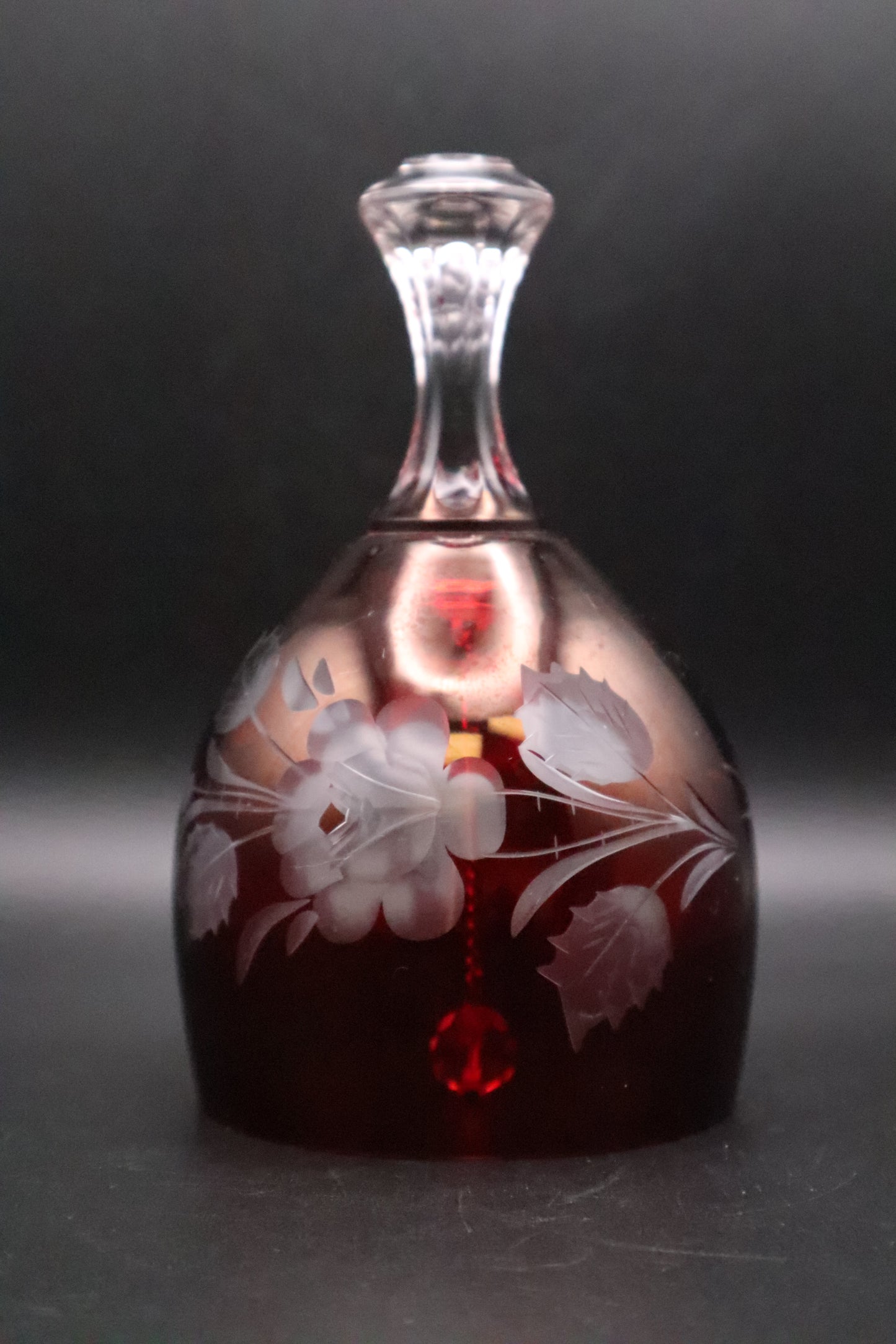 VINTAGE RUBY RED CRYSTAL HAND CUT BELL MADE IN GERMANY