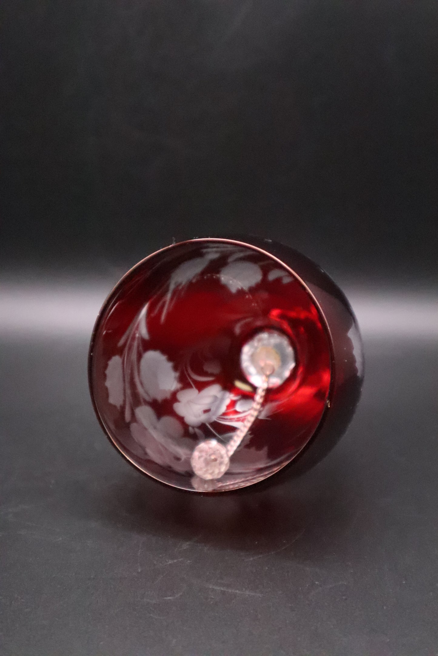 VINTAGE RUBY RED CRYSTAL HAND CUT BELL MADE IN GERMANY