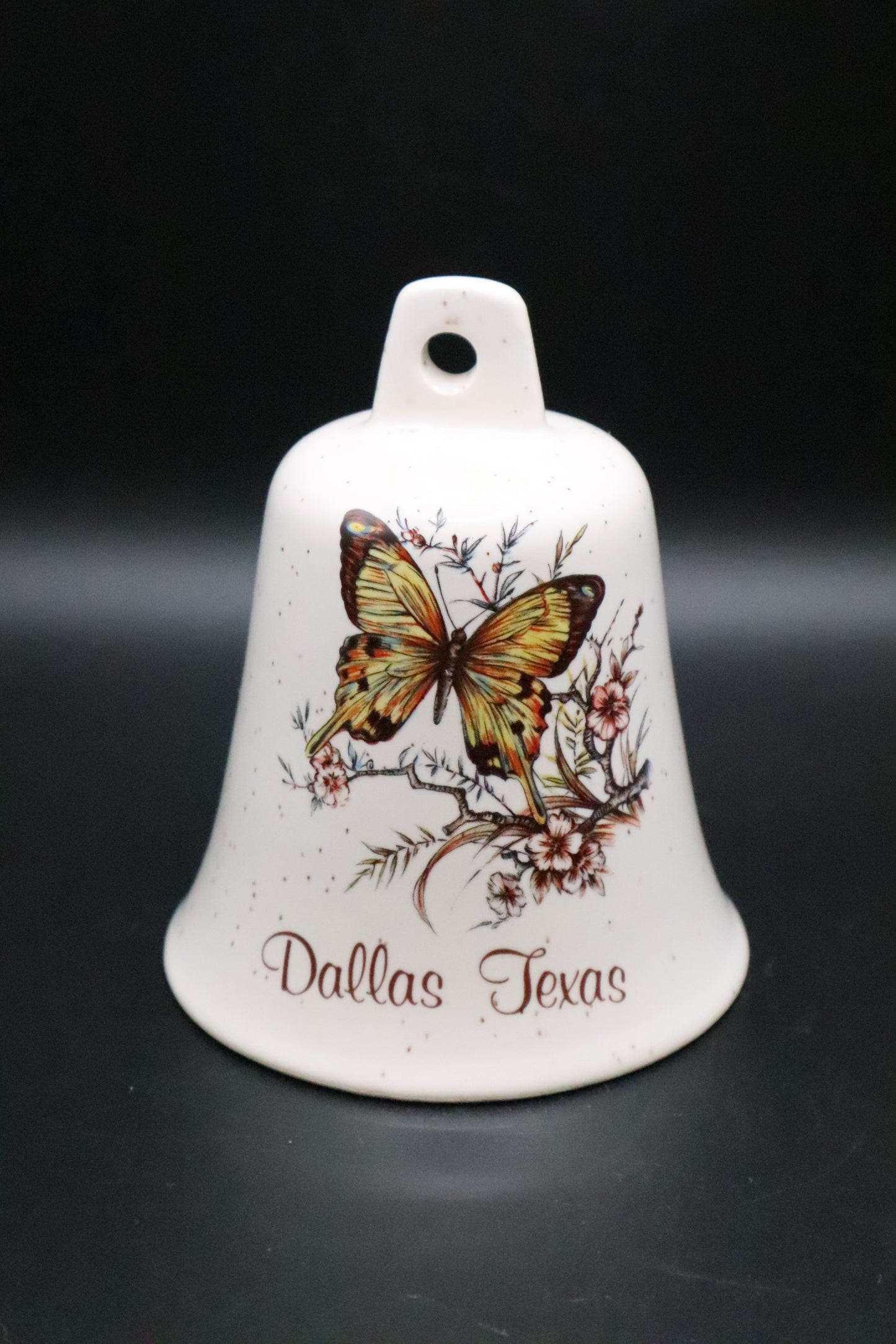 VINTAGE DALLAS TEXAS PORCELAIN SOUVENIR BUTTERFLY BELL