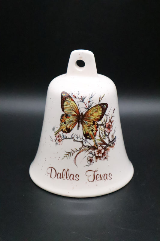 VINTAGE DALLAS TEXAS PORCELAIN SOUVENIR BUTTERFLY BELL