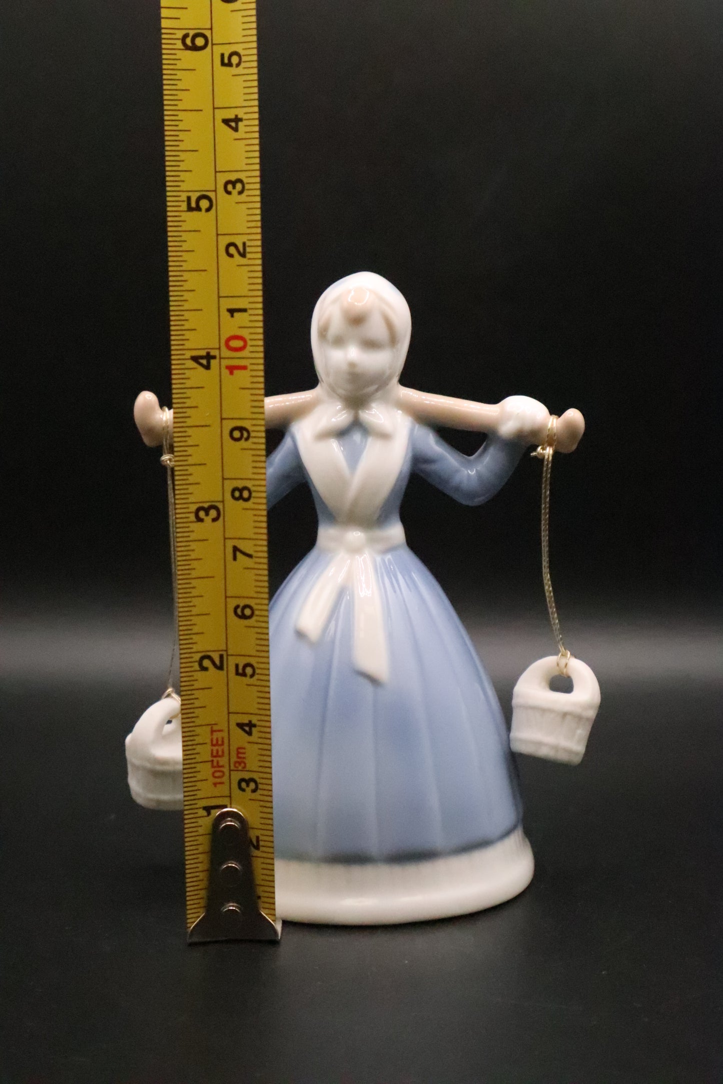 VINTAGE PORCELAIN DUTCH GIRL WATER BUCKETS BELL