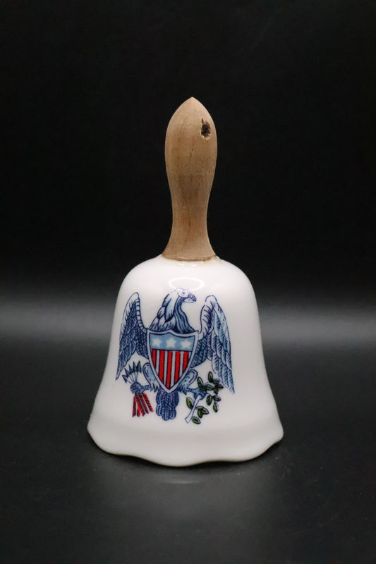 VINTAGE PATRIOTIC AMERICAN EAGLE WOOD HANDLE BELL