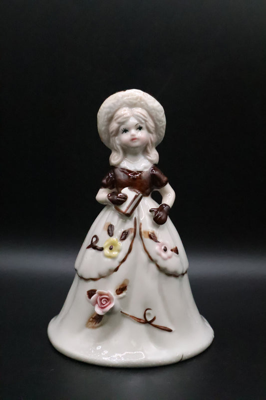 VINTAGE BRINNS CO VICTORIAN PORCELAIN GIRL WITH BOOK BELL