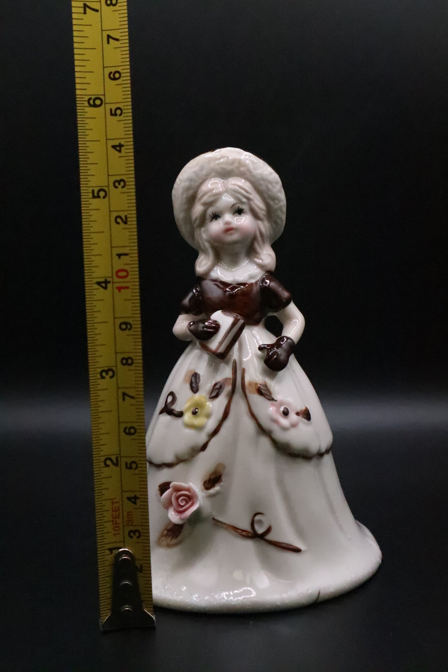 VINTAGE BRINNS CO VICTORIAN PORCELAIN GIRL WITH BOOK BELL