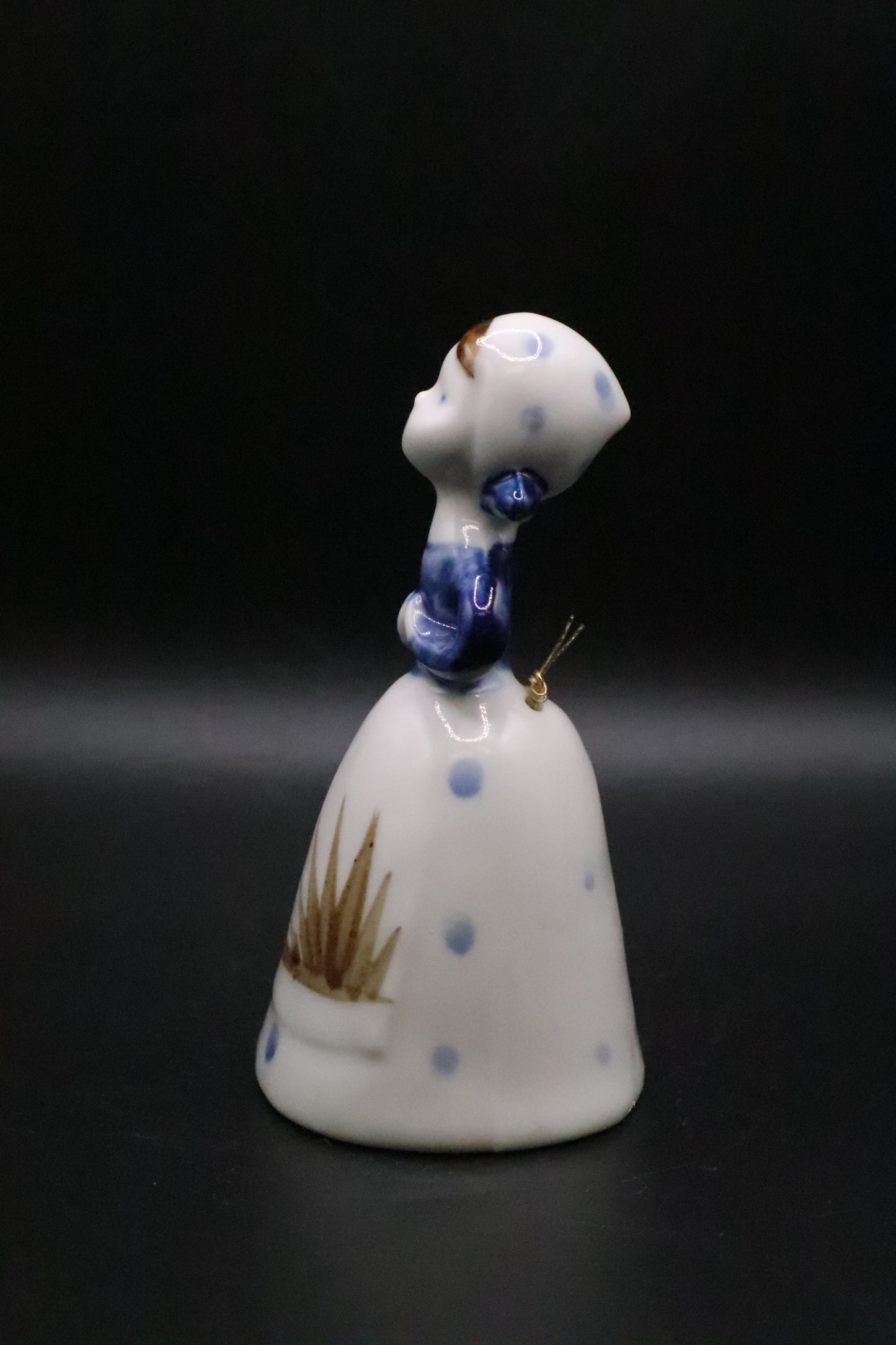 VINTAGE BLUE AND WHITE DUTCH GIRL PORCELAIN BELL
