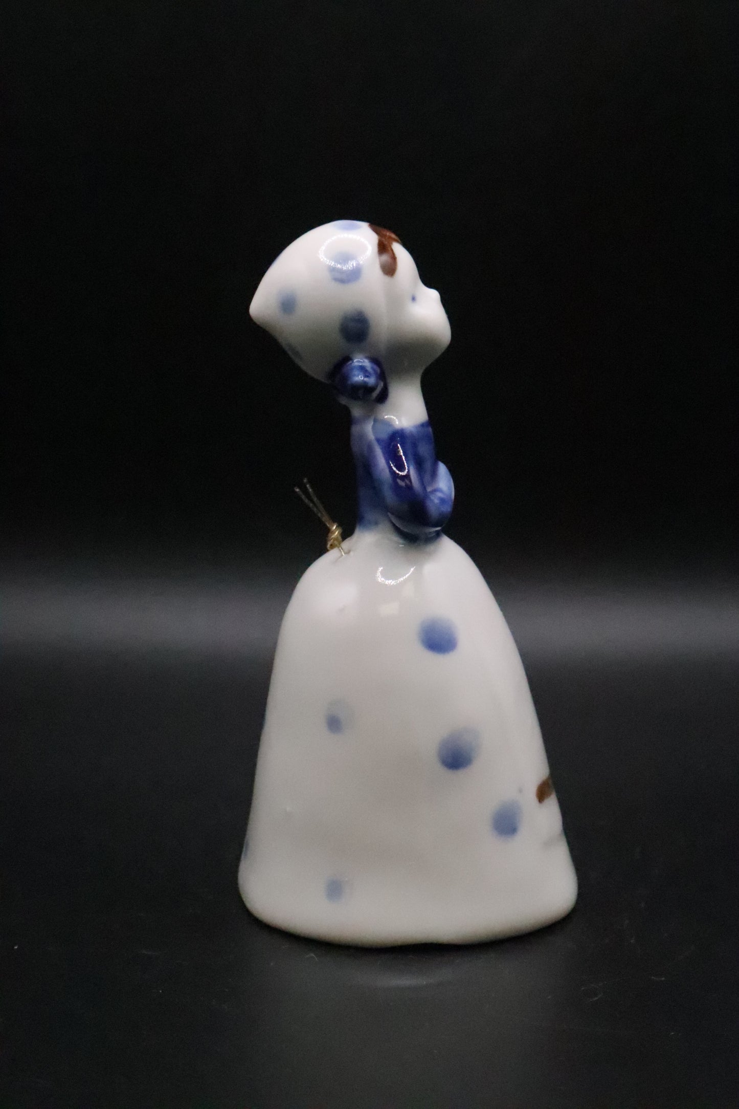 VINTAGE BLUE AND WHITE DUTCH GIRL PORCELAIN BELL