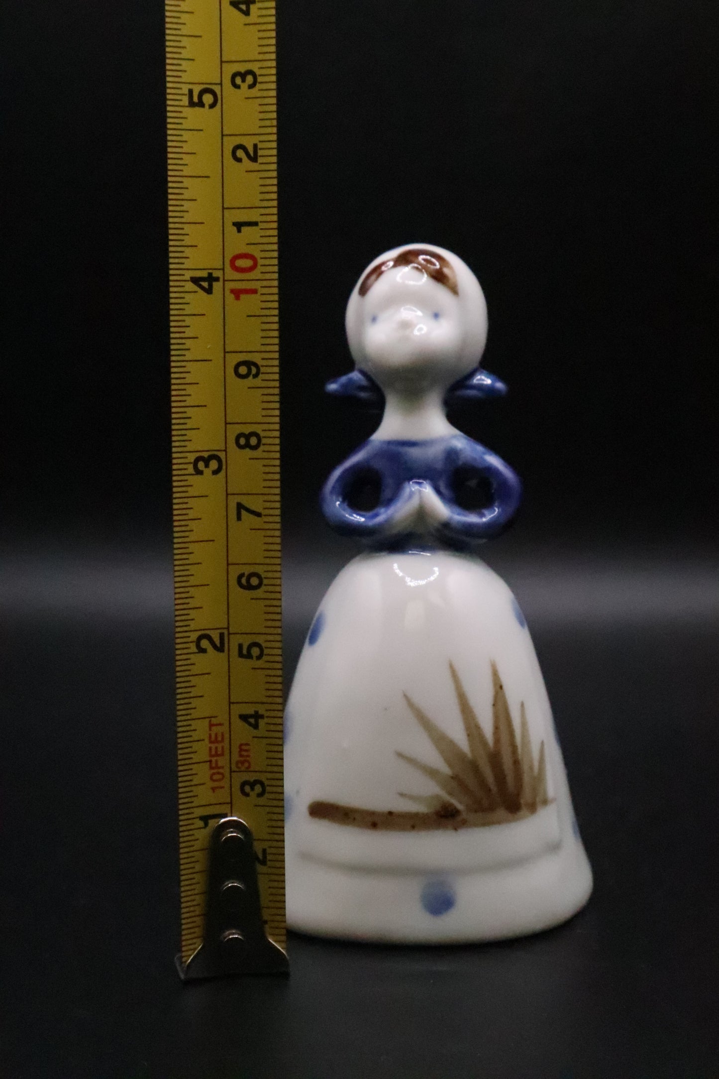 VINTAGE BLUE AND WHITE DUTCH GIRL PORCELAIN BELL