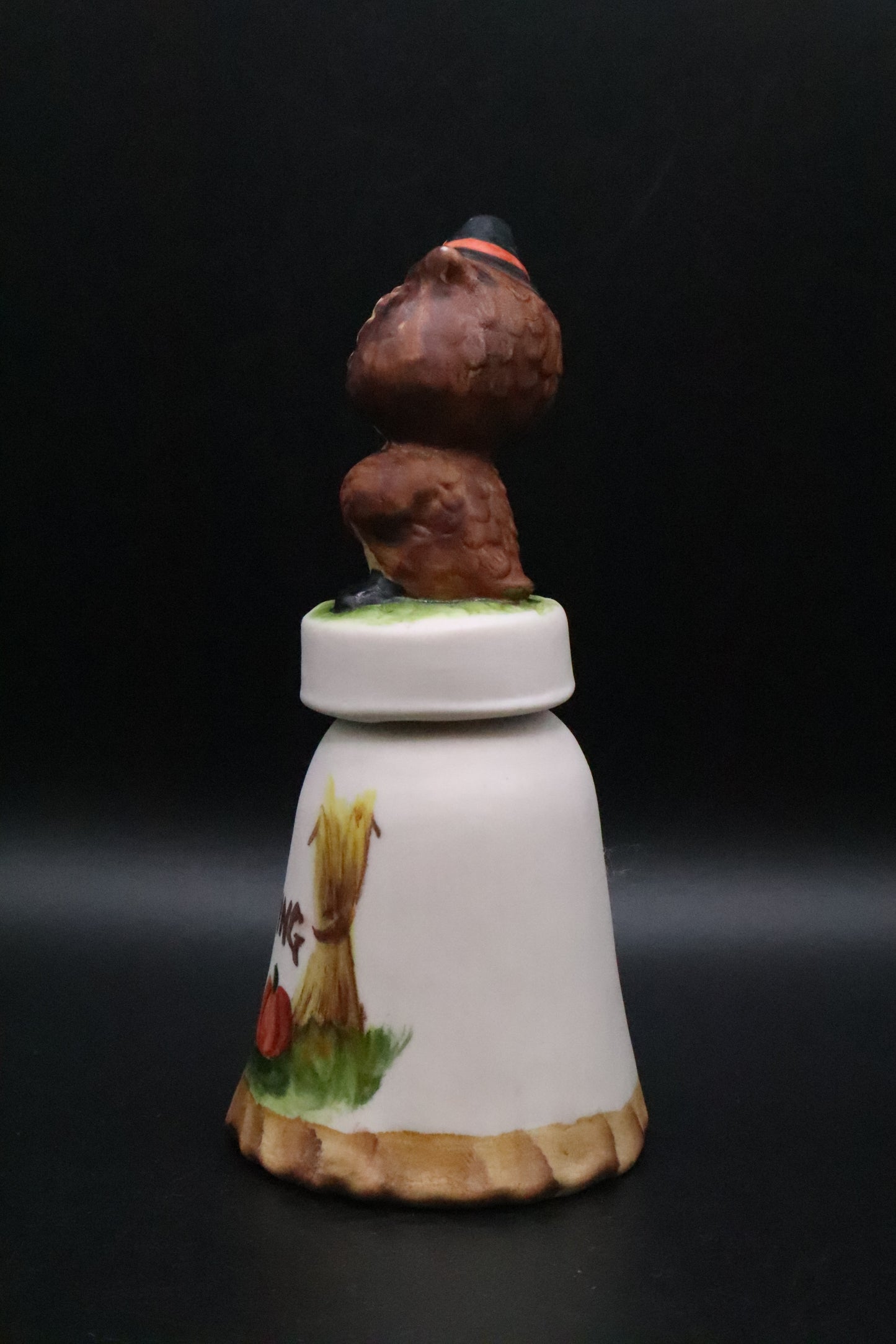 VINTAGE CERAMIC "HAPPY THANKSGIVING" OWL BELL