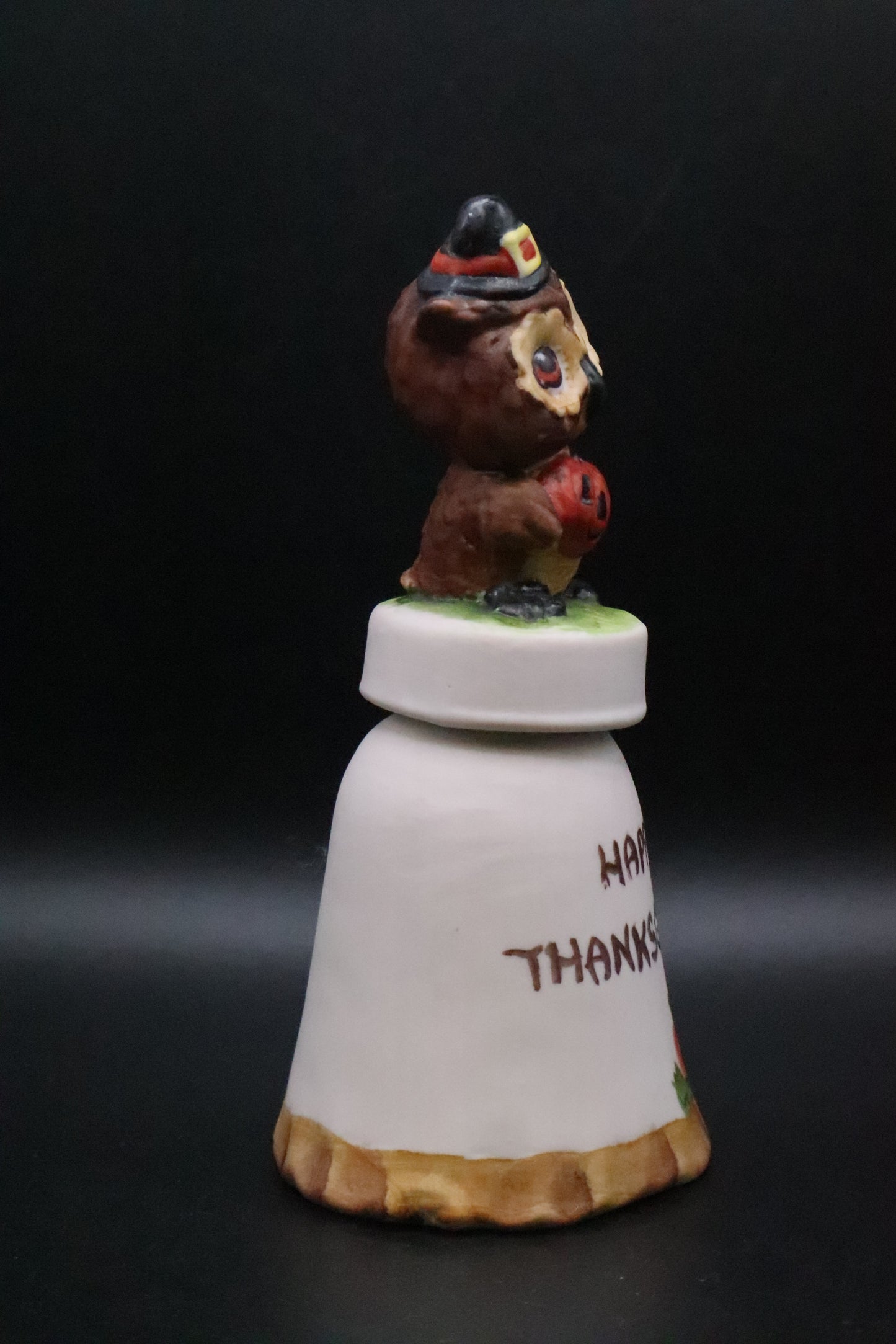 VINTAGE CERAMIC "HAPPY THANKSGIVING" OWL BELL