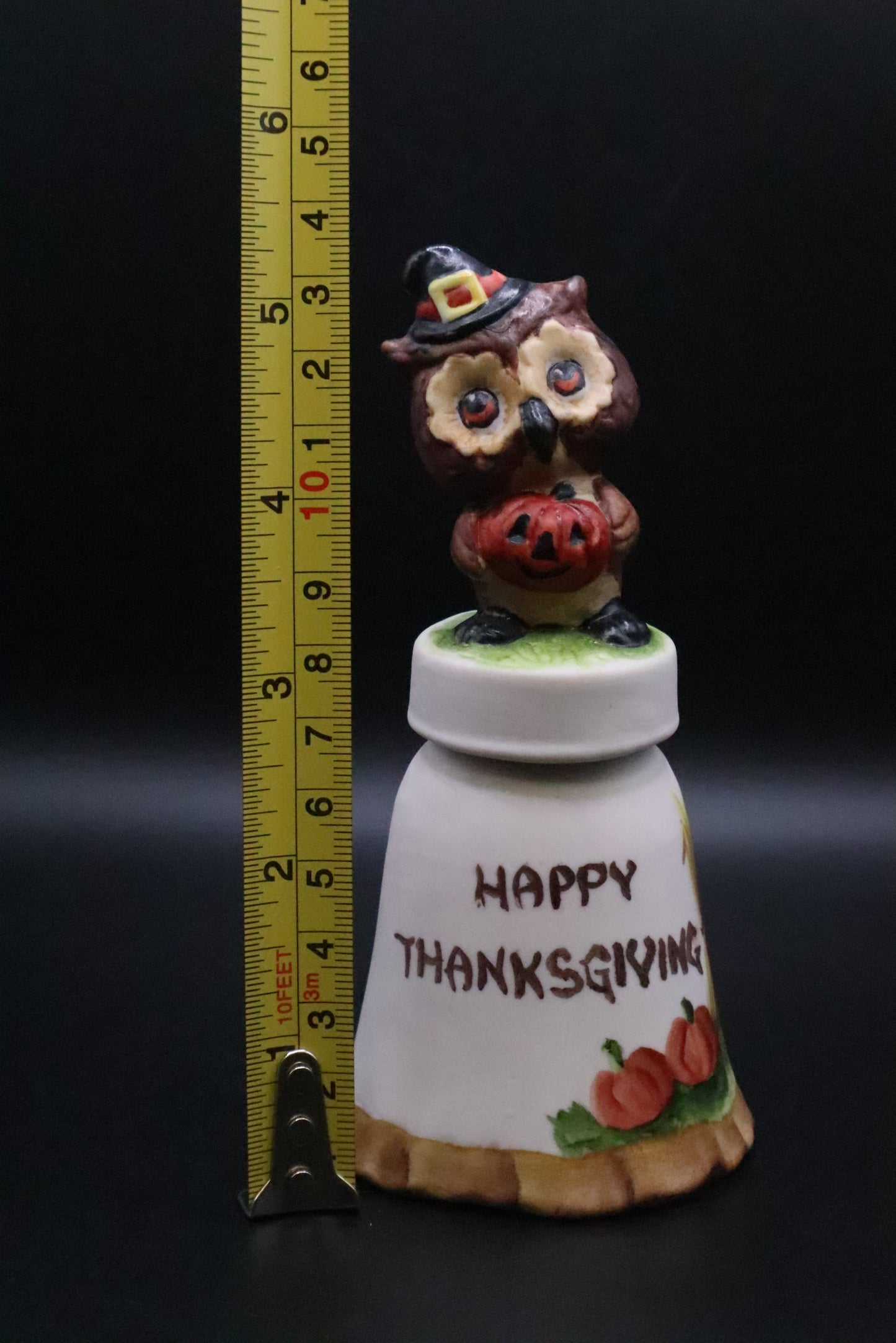 VINTAGE CERAMIC "HAPPY THANKSGIVING" OWL BELL