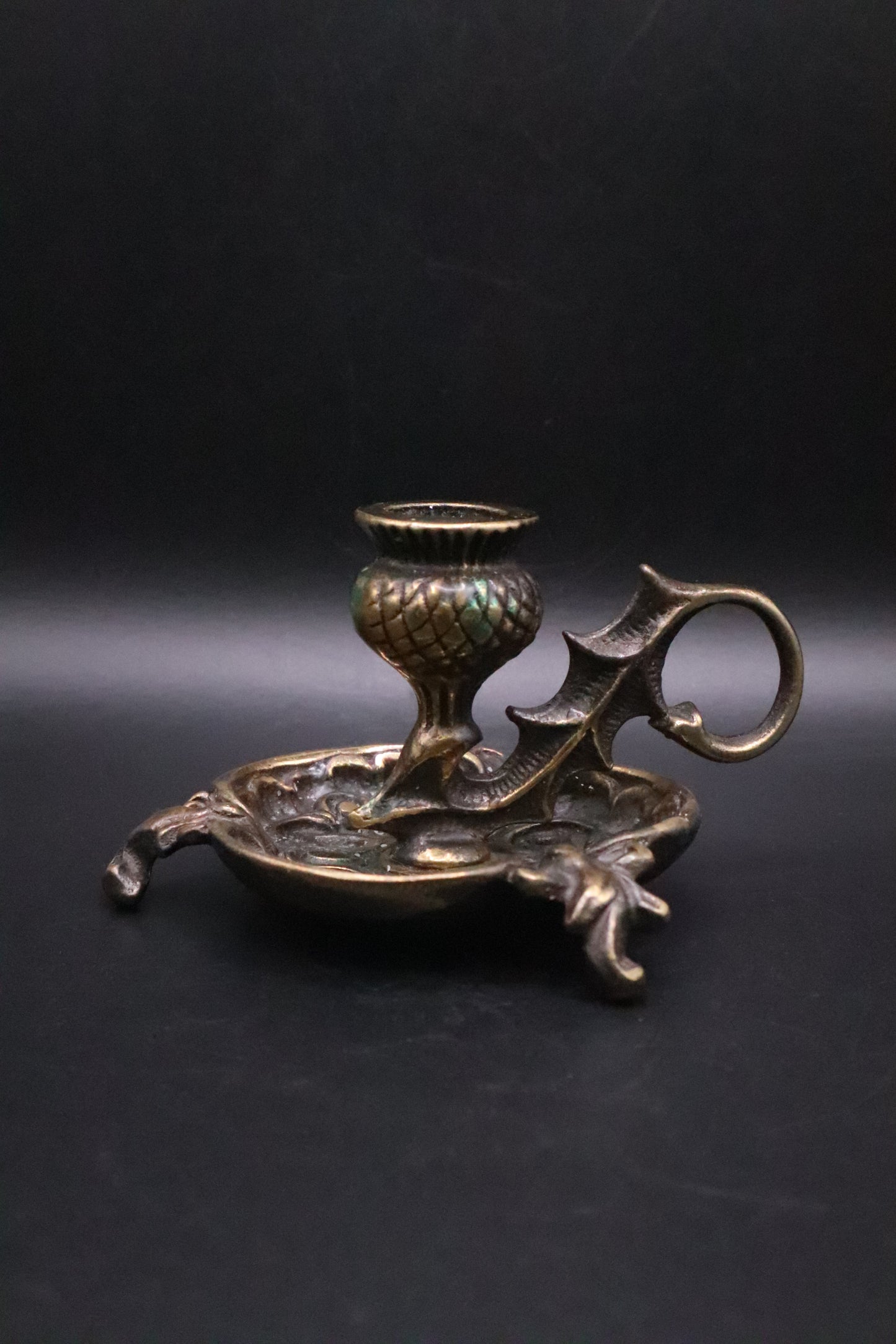 VINTAGE BRASS THISTLE CANDLEHOLDER