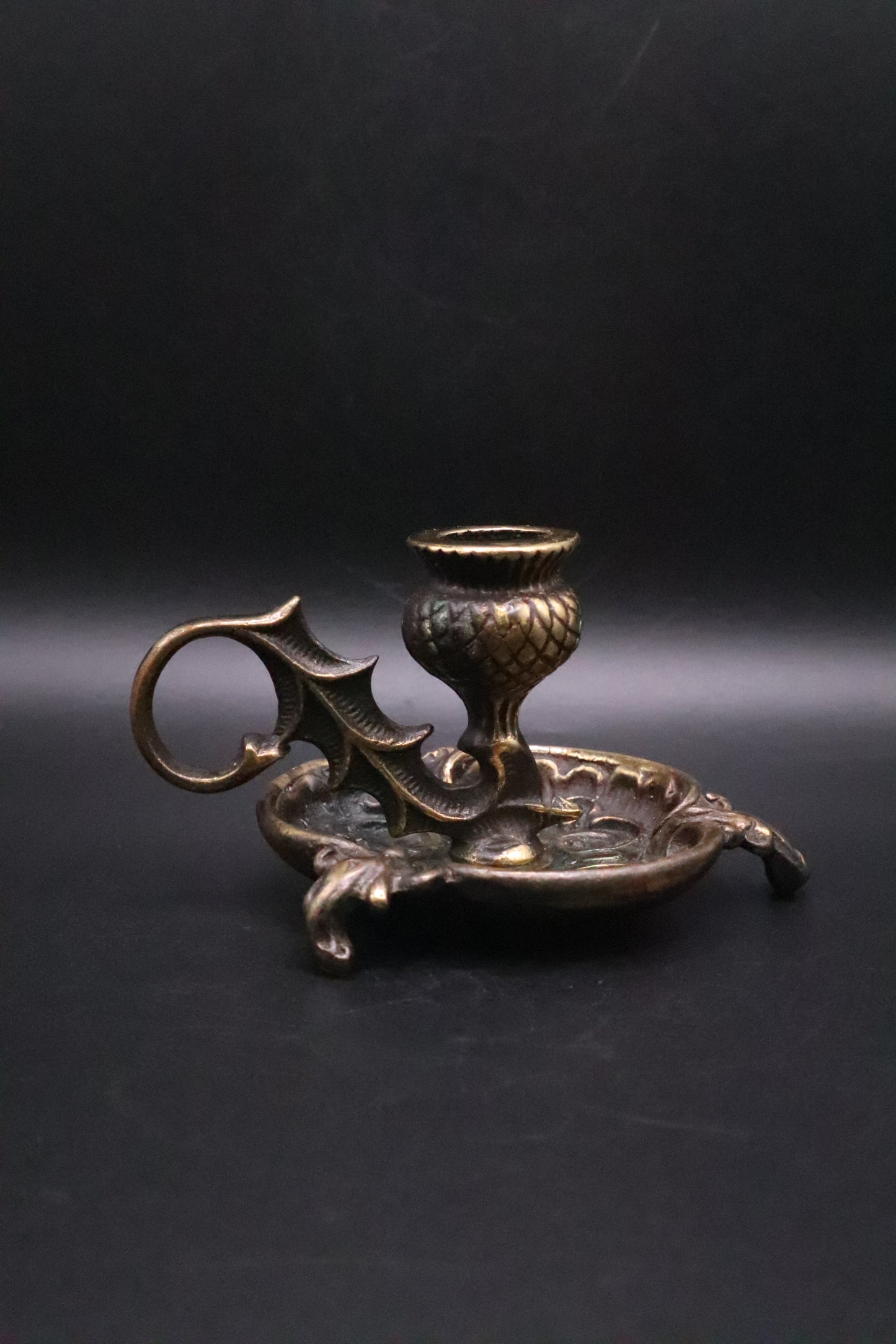 VINTAGE BRASS THISTLE CANDLEHOLDER