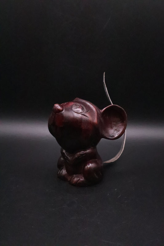 VINTAGE JAPANESE WOOD CARVED MOUSE
