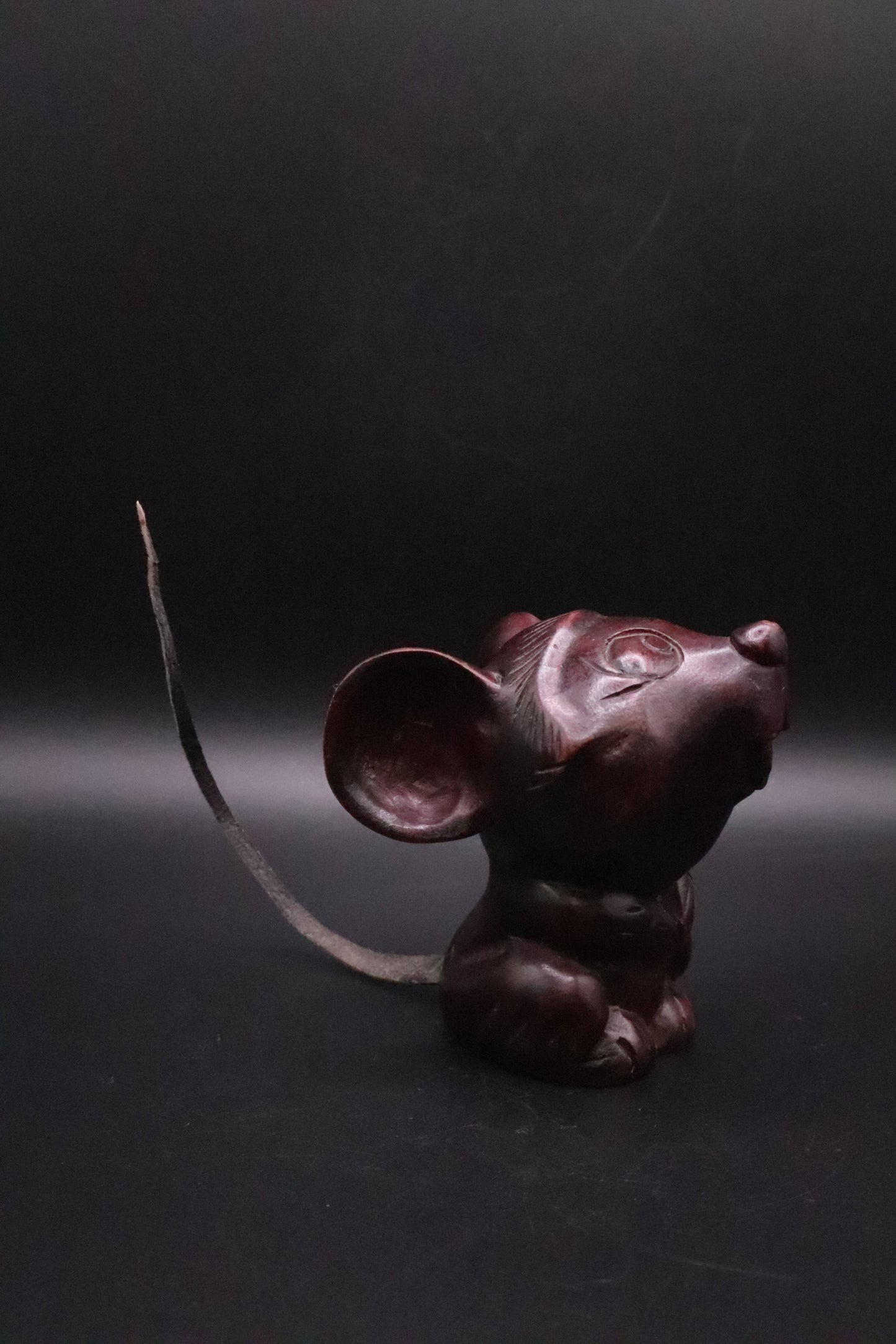 VINTAGE JAPANESE WOOD CARVED MOUSE