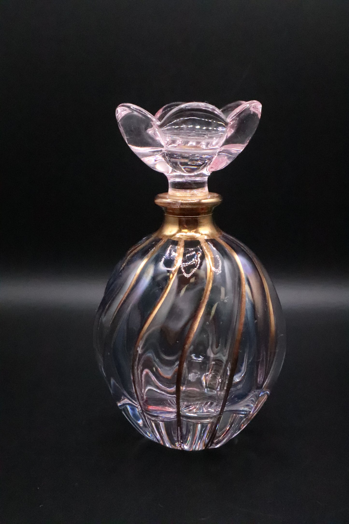 ITALIAN LEAD CRYSTAL PERFUME BOTTLE BLUE PINK GOLD