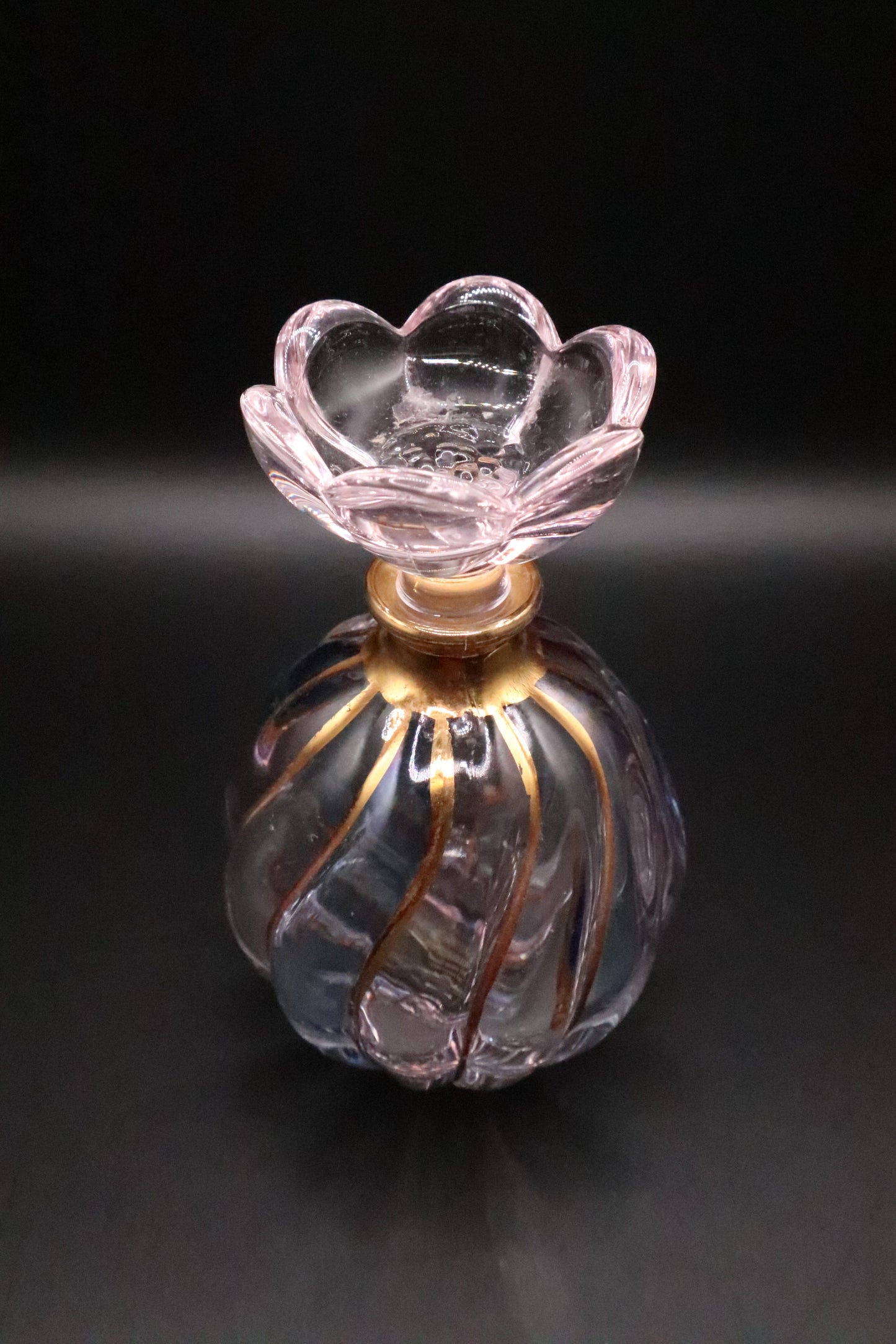 ITALIAN LEAD CRYSTAL PERFUME BOTTLE BLUE PINK GOLD