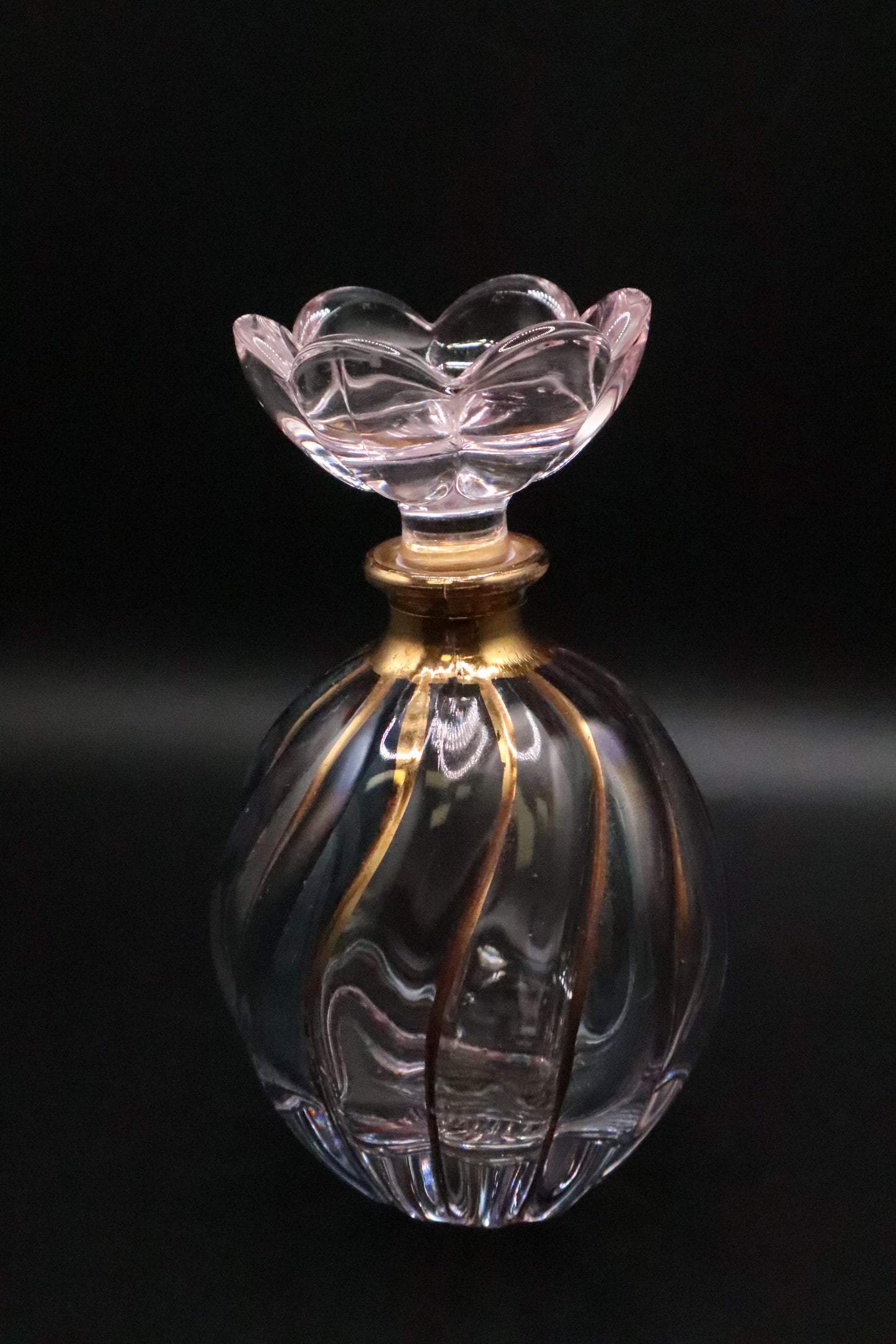 ITALIAN LEAD CRYSTAL PERFUME BOTTLE BLUE PINK GOLD
