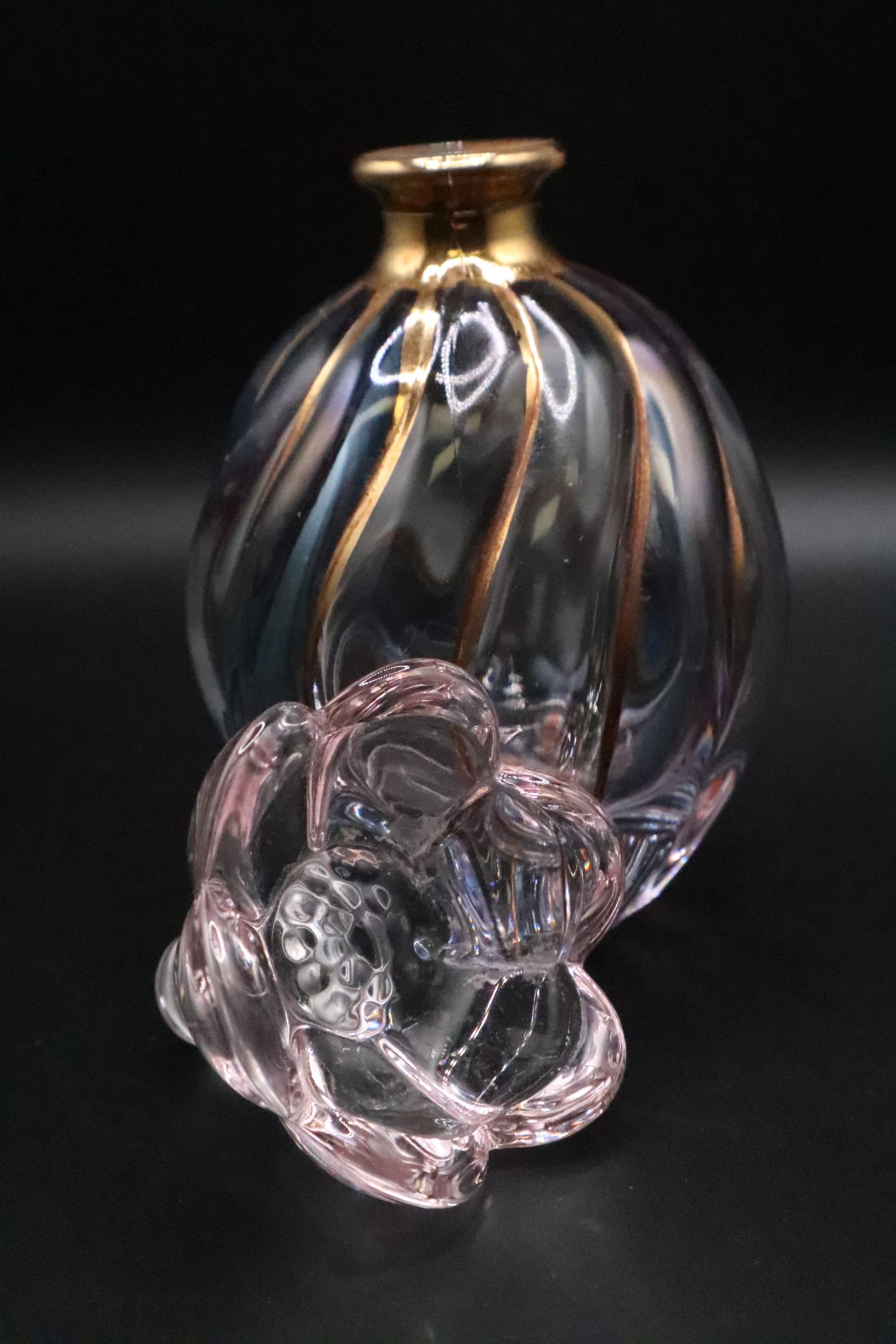 ITALIAN LEAD CRYSTAL PERFUME BOTTLE BLUE PINK GOLD