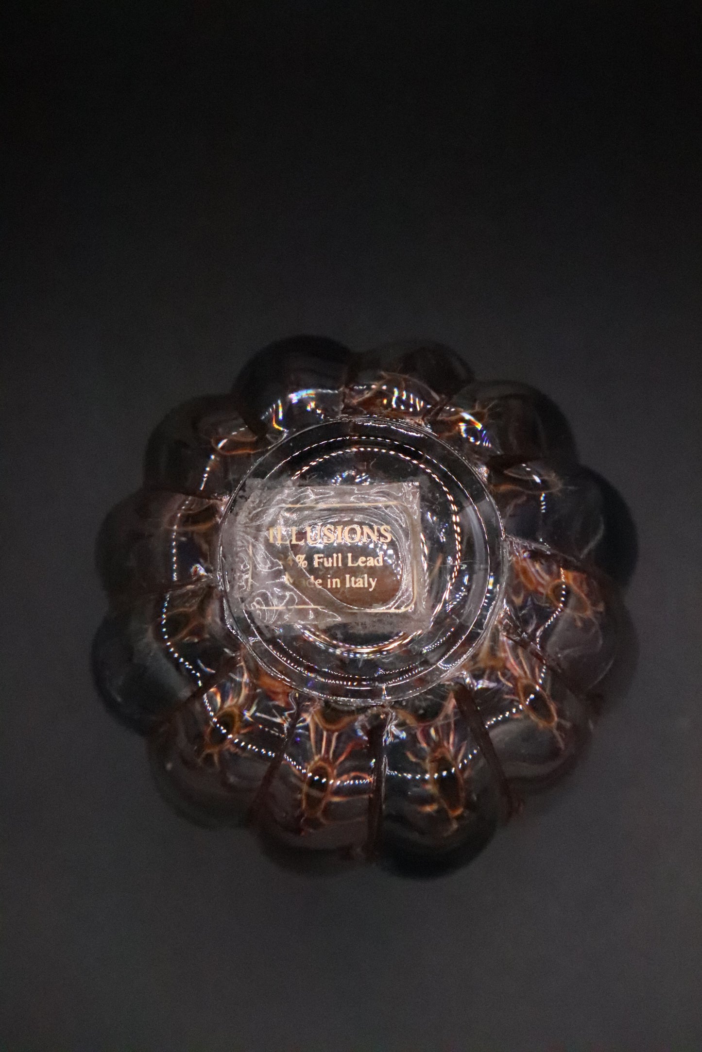 ITALIAN LEAD CRYSTAL PERFUME BOTTLE BLUE PINK GOLD