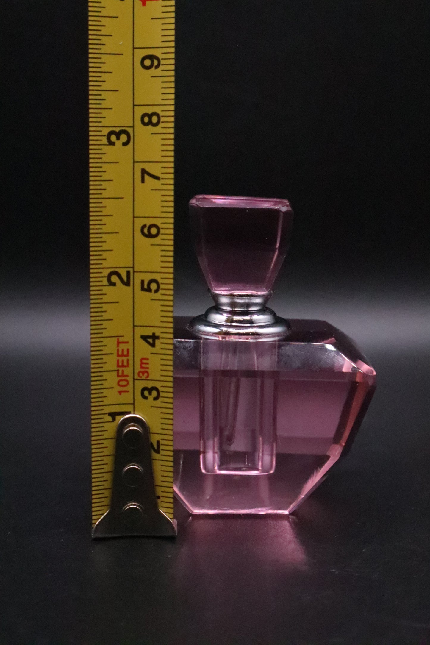 VINTAGE PINK FACETED CRYSTAL PERFUME BOTTLE
