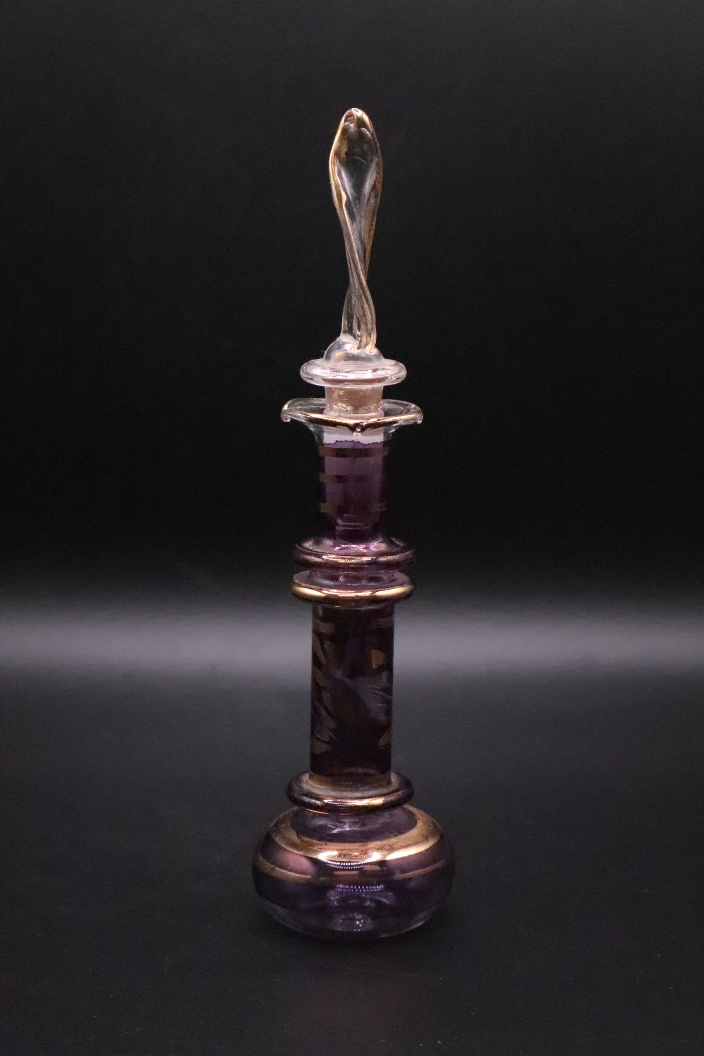 EGYPTIAN GLASS PERFUME LEAF ETCHED FLORAL DESIGN