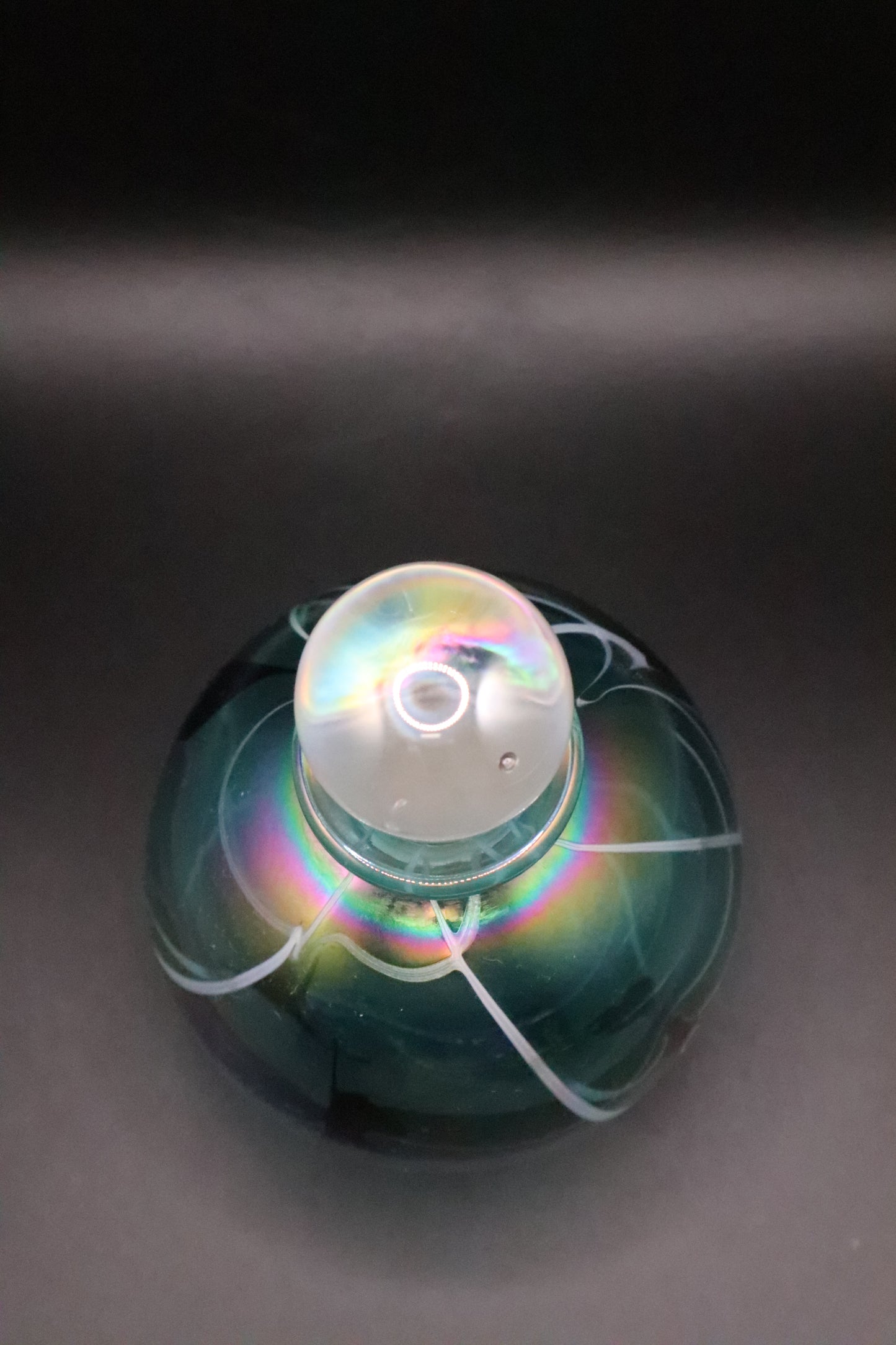 HAND BLOWN IRIDESCENT PERFUME BOTTLE WITH STOPPER