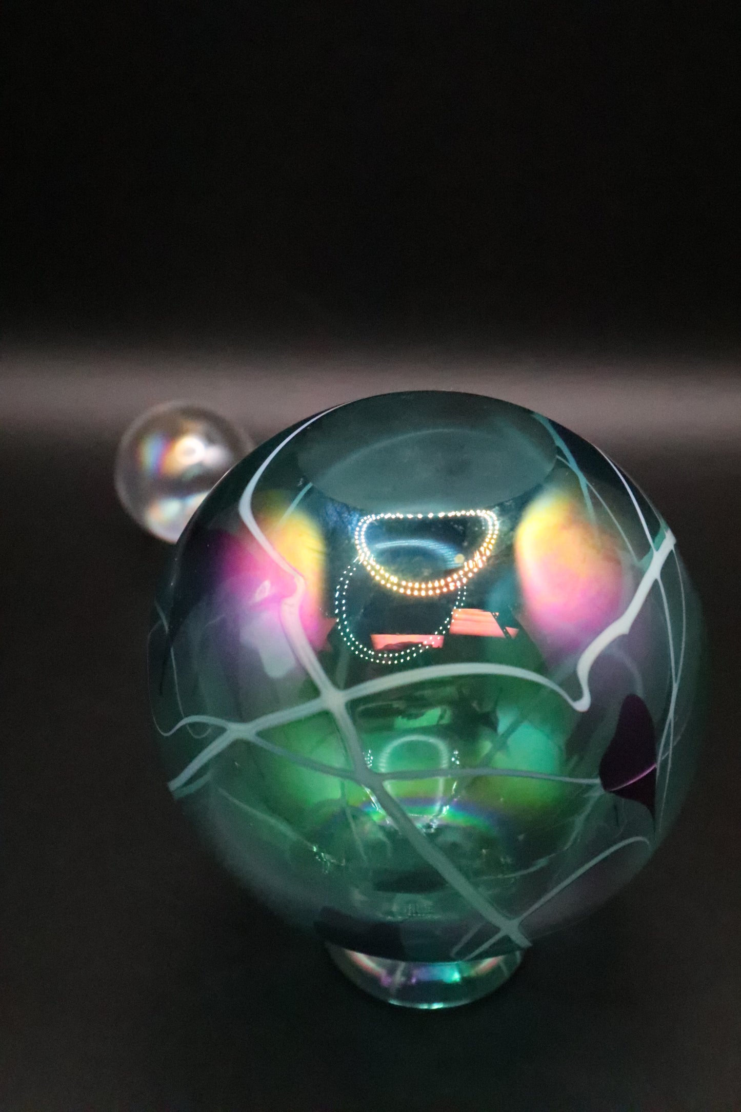 HAND BLOWN IRIDESCENT PERFUME BOTTLE WITH STOPPER