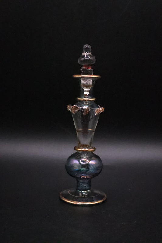 EGYPTIAN GLASS PERFUME BOTTLE CLEAR AND BABY BLUE (AS IS)