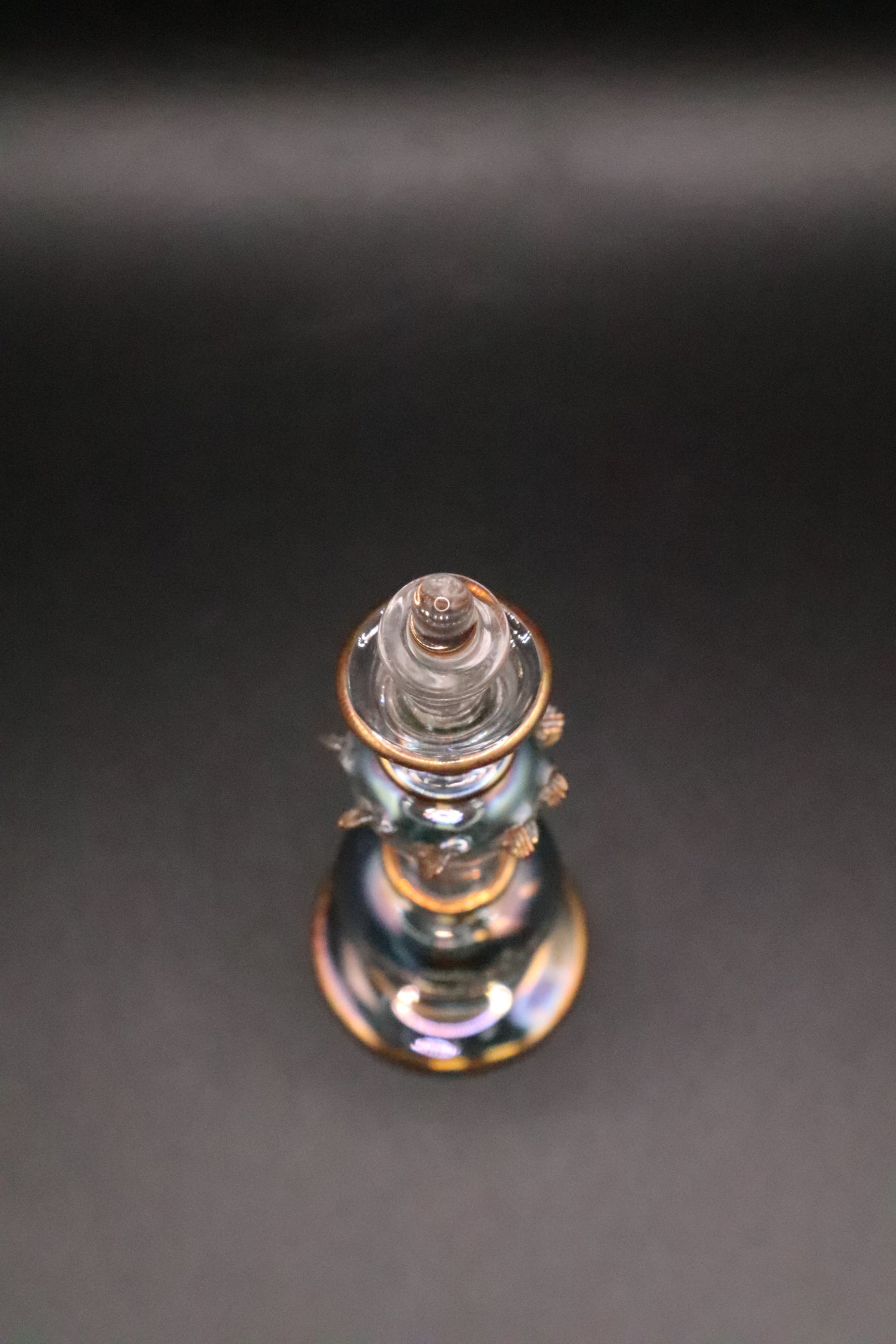 EGYPTIAN GLASS PERFUME BOTTLE CLEAR AND BABY BLUE (AS IS)
