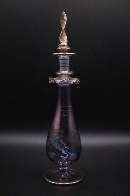 EGYPTIAN GLASS PERFUME BOTTLE COBALT BLUE WITH GOLD ACCENT