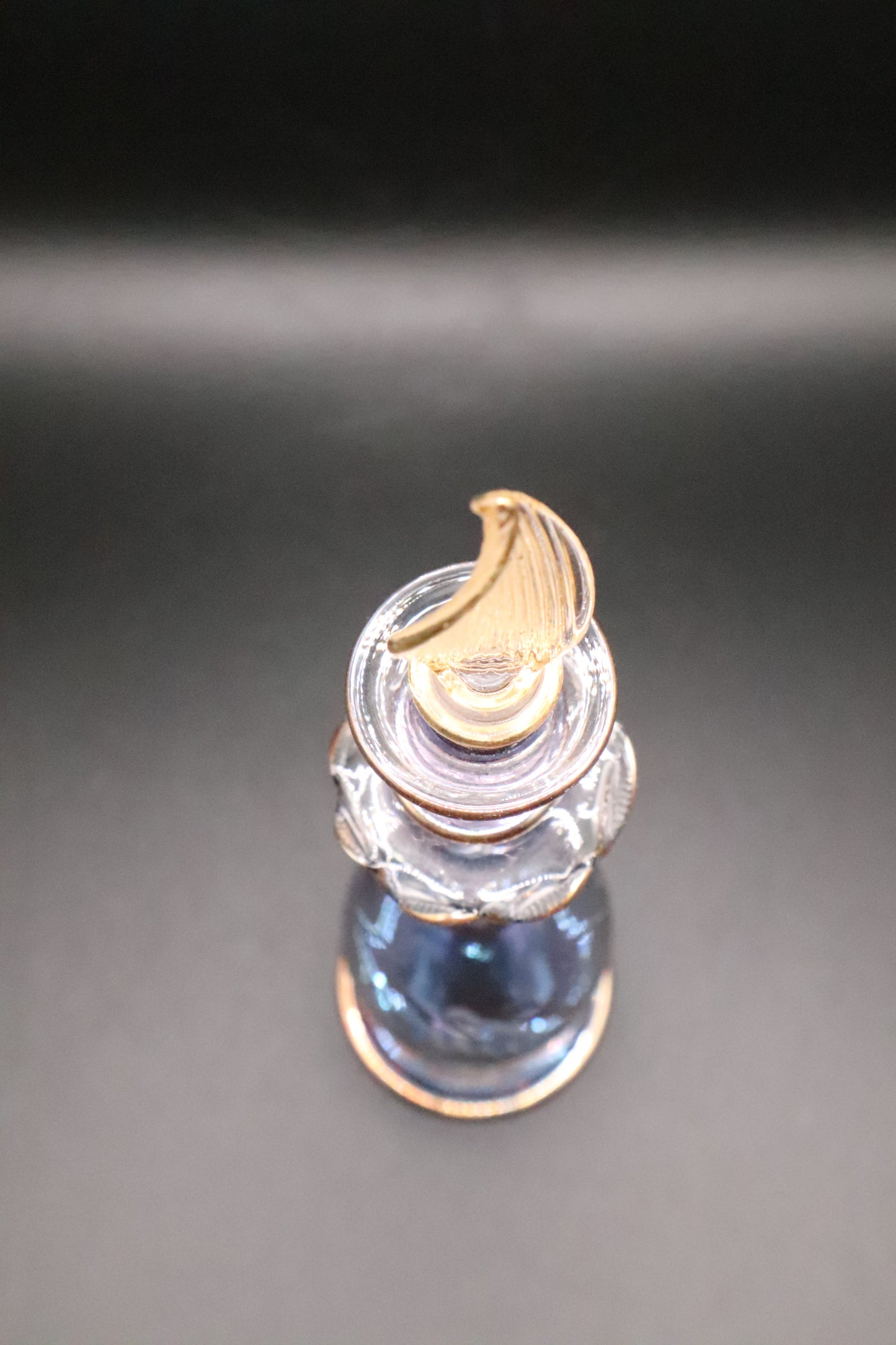 EGYPTIAN GLASS PERFUME BOTTLE COBALT BLUE WITH GOLD ACCENT