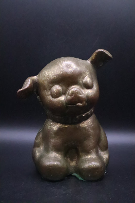 ANTIQUE BRASS FIDO DOG BANK