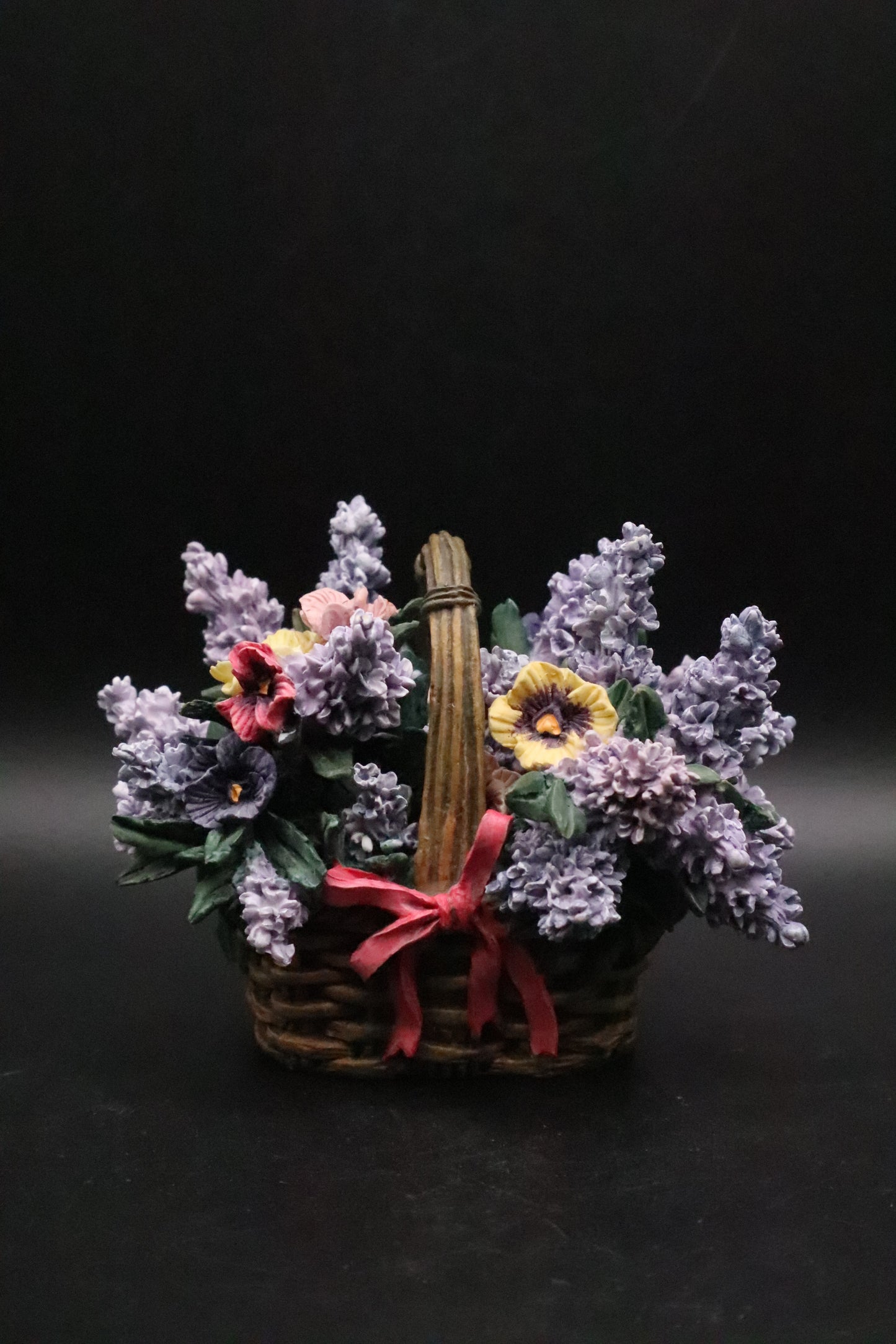 VINTAGE A. ELLIOT PANSIES 8221A MUSIC BOX LENA LIU BASKET BOUQUETS COLLECTION