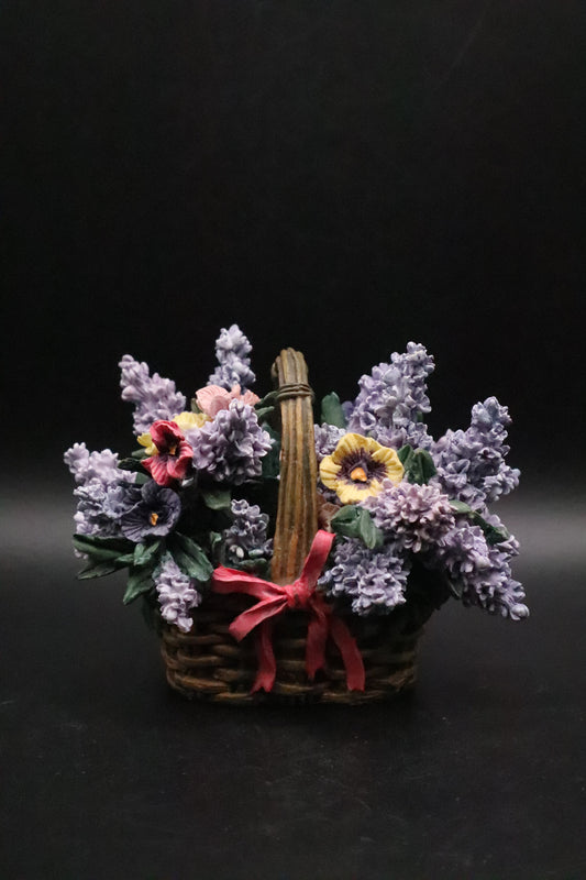 VINTAGE A. ELLIOT PANSIES 8221A MUSIC BOX LENA LIU BASKET BOUQUETS COLLECTION