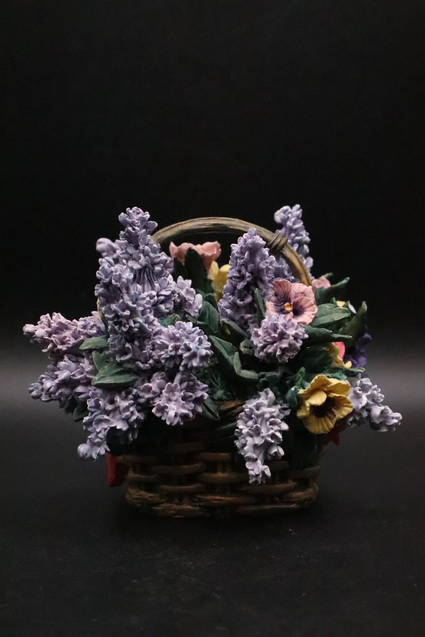 VINTAGE A. ELLIOT PANSIES 8221A MUSIC BOX LENA LIU BASKET BOUQUETS COLLECTION