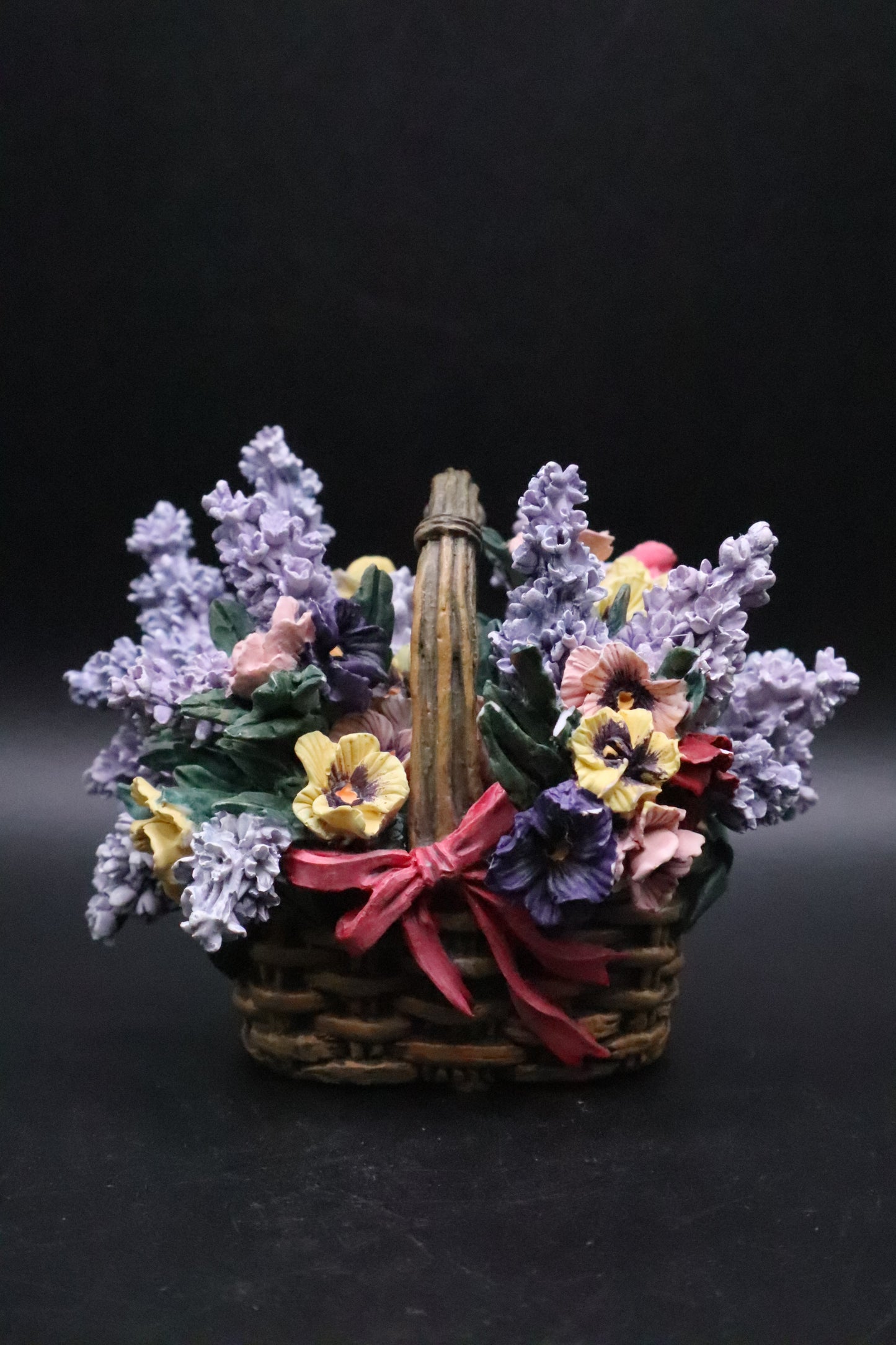 VINTAGE A. ELLIOT PANSIES 8221A MUSIC BOX LENA LIU BASKET BOUQUETS COLLECTION
