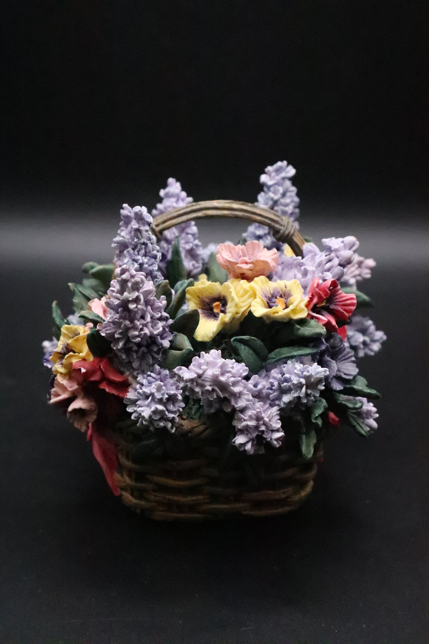 VINTAGE A. ELLIOT PANSIES 8221A MUSIC BOX LENA LIU BASKET BOUQUETS COLLECTION