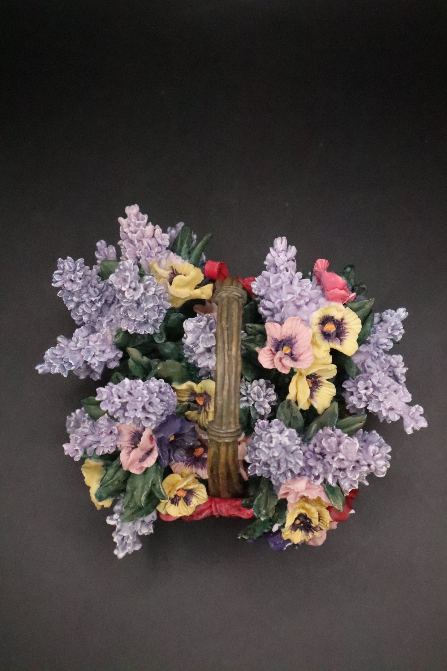 VINTAGE A. ELLIOT PANSIES 8221A MUSIC BOX LENA LIU BASKET BOUQUETS COLLECTION