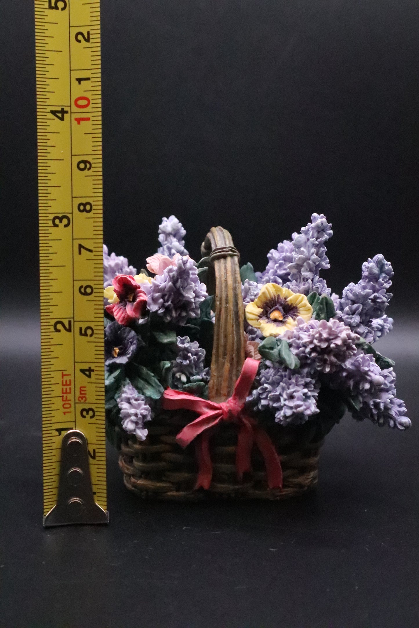 VINTAGE A. ELLIOT PANSIES 8221A MUSIC BOX LENA LIU BASKET BOUQUETS COLLECTION