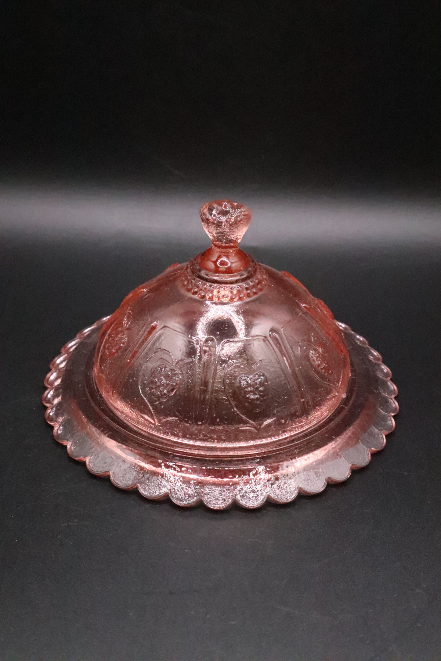 VINTAGE EAPG PINK MINI BUTTER DISH