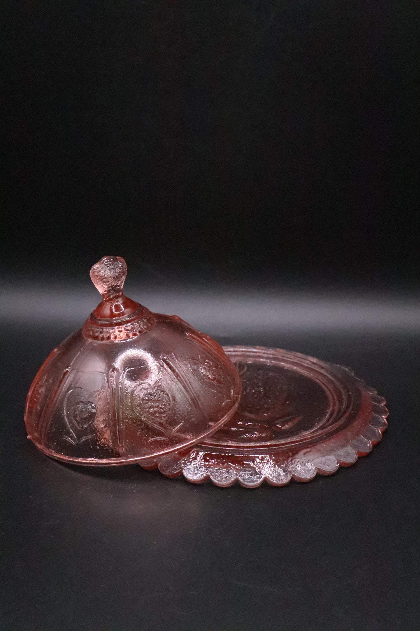 VINTAGE EAPG PINK MINI BUTTER DISH